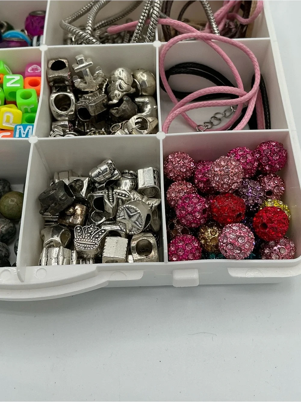 Jewelry making kit with assorted beads and necklace straps